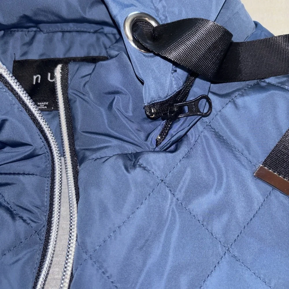Nuage Blue Quilted Jacket Jersey Lining Removable Hood Women's‎ Size 2XL